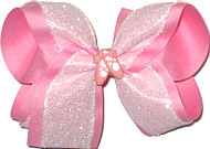 Large Pink with White Crackle Ribbon and Pink Slippers